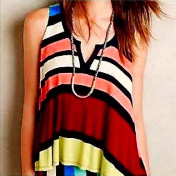 ANTHROPOLOGIE | MAEVE Davina Layered Stripe Print Dress Women’s Size Small - Picture 2 of 9